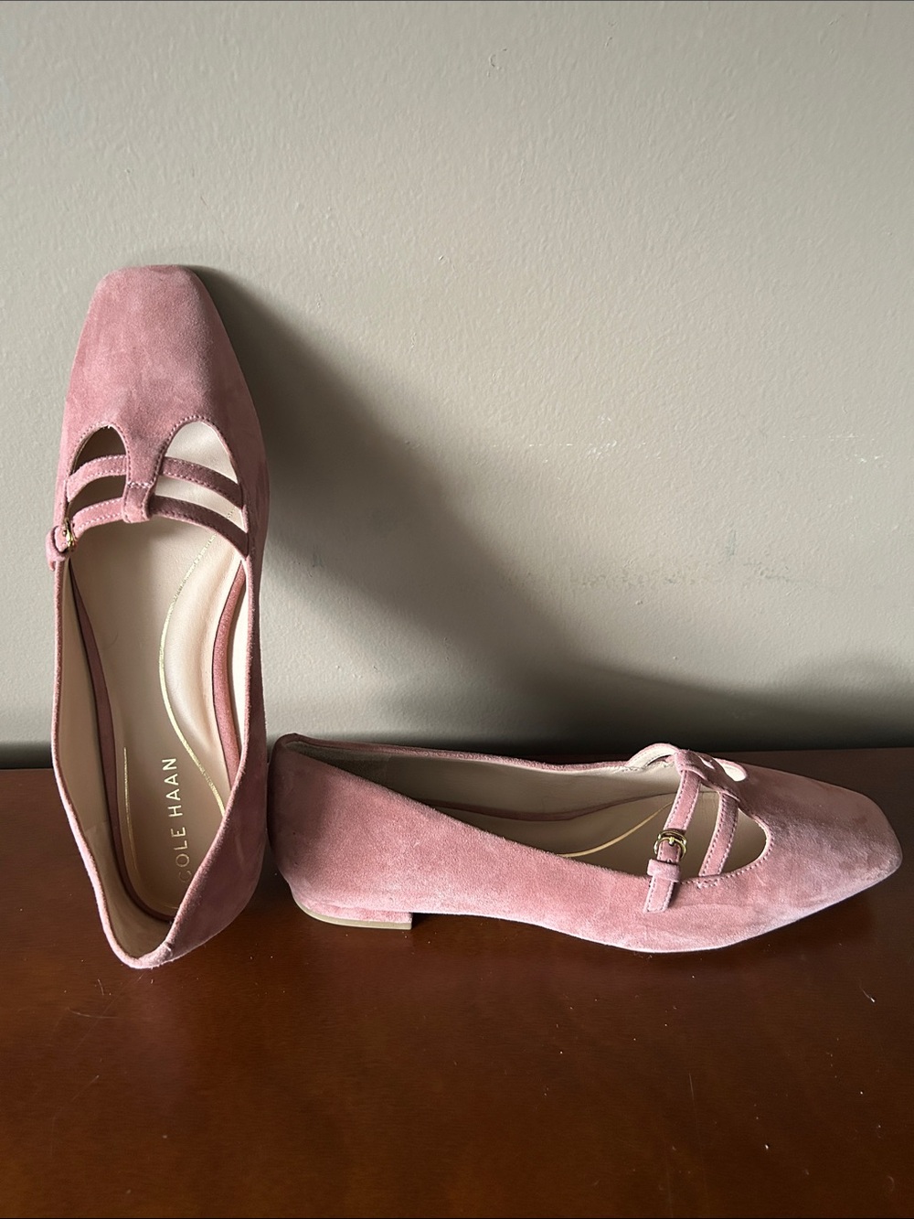 Cole Haan Dusty Pink Suede Mary Jane Flats